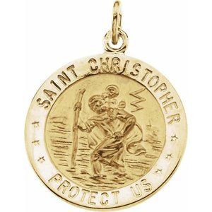 14K Yellow 18 mm St. Christopher Medal 2.05 Grams Pendant Charm